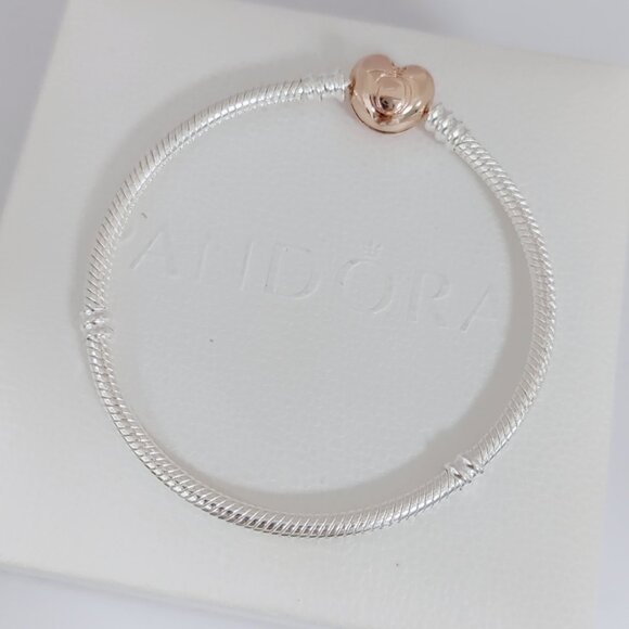Pandora Moments Heart Clasp Snake Chain Bracelet S925 Sterling Silver - Picture 5 of 6
